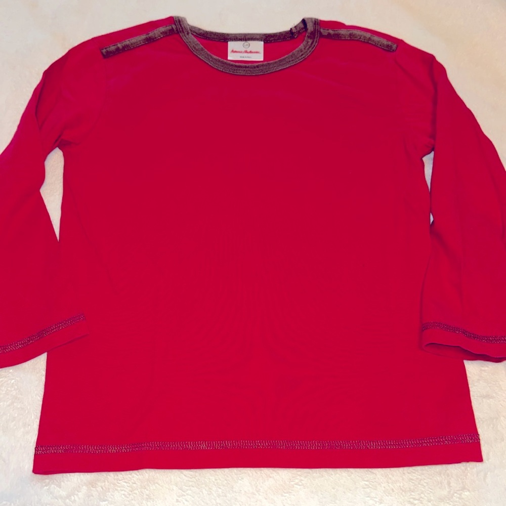 HANNA ANDERSSON RED LS TEE SHIRT BROWN TRIM 120 6